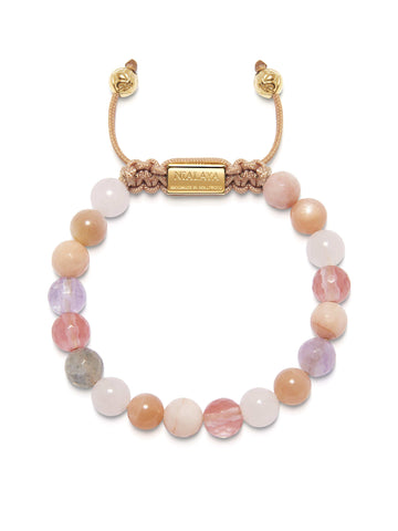 Nialaya Women's Beaded Bracelet Women's Beaded Bracelet with Cherry Quartz, Rose Quartz, Amethyst Lavender, and Pink Aventurine